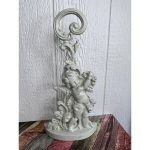 VINTAGE HEAVY CAST IRON CHERUB/CUPID DOOR STOP Art Nouveau Putti 16” X 8"